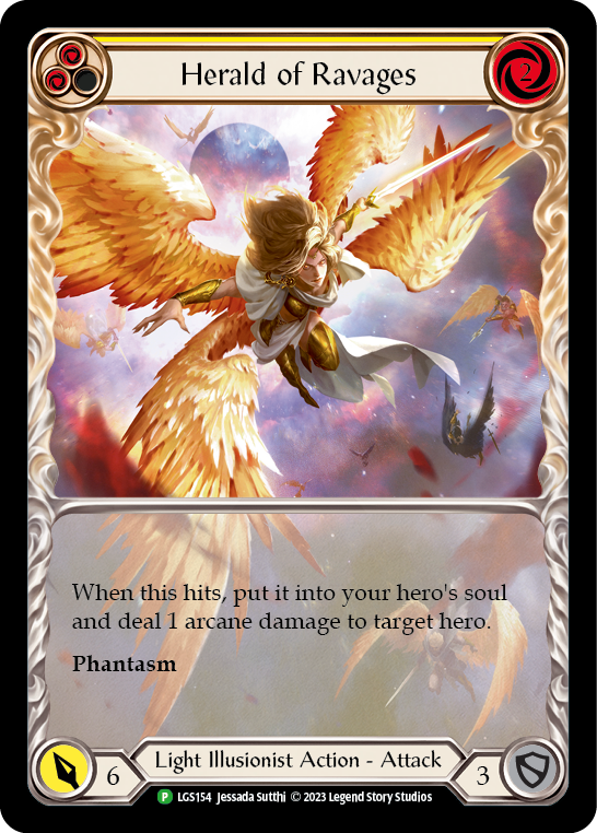 Herald of Ravages (Yellow) (Extended Art) [LGS154] (Promo)  Rainbow Foil