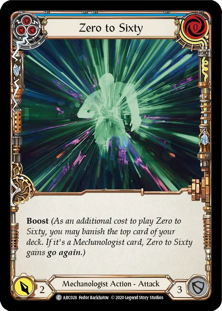 Zero to Sixty (Blue) [ARC028] (Arcane Rising - Unlimited) Rainbow Foil