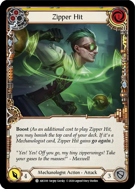 Zipper Hit (Yellow) [ARC030] (Arcane Rising - Unlimited) Rainbow Foil