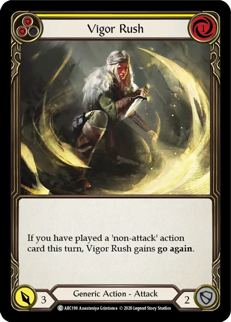 Vigor Rush (Yellow) [ARC198] (Arcane Rising - Unlimited) Rainbow Foil