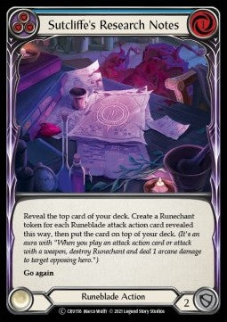 Sutcliffe's Research Notes (Blue) [CRU156] (Crucible of War - Unlimited) Rainbow Foil