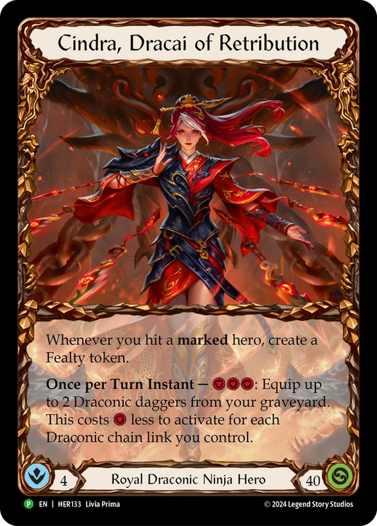 Cindra, Dracai of Retribution (Extended Art) [HER133] (Hero Promos) Rainbow Foil