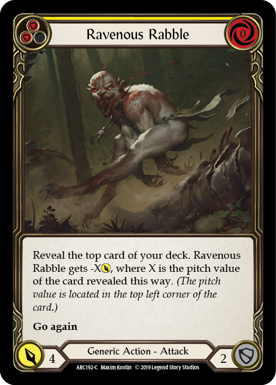 Ravenous Rabble (Yellow) [ARC192-C] (Arcane Rising)  1st Edition Normal